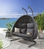 Cloyd Double Seater Hanging Swing With Stand For Balcony, Garden Swing (Grey) Braid & Rope