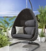 Eurig Single Seater Hanging Swing With Stand For Balcony, Garden (Grey) Braided & Rope - Image 2