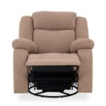 Avalon - Rocking & Rotating Single Seater Fabric Recliner in Plaster Brown Colour - Image 4