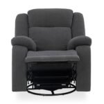 Avalon - Rocking & Rotating Single Seater Fabric Recliner in Graphite Grey Colour - Image 5