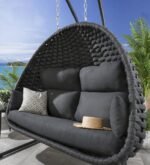 Cloyd Double Seater Hanging Swing With Stand For Balcony, Garden Swing (Grey) Braid & Rope - Image 2