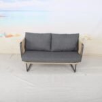 Belle Outdoor Garden Balcony Sofa Set 2 Seater , 2 Single Seater 1 Center Table Set (Dark Grey) Braided and Rope - Image 3