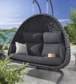 Cloyd Double Seater Hanging Swing With Stand For Balcony, Garden Swing (Grey) Braid & Rope - Image 3