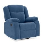 Avalon - Rocking & Rotating Single Seater Fabric Recliner in Twilight Blue Colour - Image 3