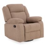 Avalon - Rocking & Rotating Single Seater Fabric Recliner in Plaster Brown Colour - Image 5