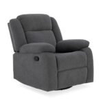 Avalon - Rocking & Rotating Single Seater Fabric Recliner in Graphite Grey Colour - Image 4