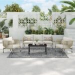 Kylie Outdoor Sofa Set 3 Seater , 2 Single seater and 1 Center Table Braided & Rope(Tan) - Image 2