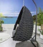 Eurig Single Seater Hanging Swing With Stand For Balcony, Garden (Grey) Braided & Rope - Image 3