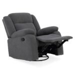Avalon - Rocking & Rotating Single Seater Fabric Recliner in Graphite Grey Colour - Image 12