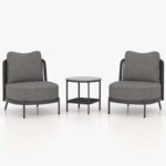 Sleak Outdoor Patio Seating Set 2 Chairs and 1 Table Set (Dark Grey) - Image 2