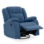 Avalon - Rocking & Rotating Single Seater Fabric Recliner in Twilight Blue Colour - Image 9