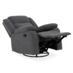 Avalon - Rocking & Rotating Single Seater Fabric Recliner in Graphite Grey Colour - Image 8