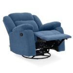 Avalon - Rocking & Rotating Single Seater Fabric Recliner in Twilight Blue Colour - Image 5