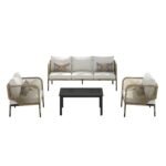 Kylie Outdoor Sofa Set 3 Seater , 2 Single seater and 1 Center Table Braided & Rope(Tan) - Image 7