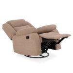 Avalon - Rocking & Rotating Single Seater Fabric Recliner in Plaster Brown Colour - Image 10