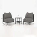 Sleak Outdoor Patio Seating Set 2 Chairs and 1 Table Set (Dark Grey) - Image 8