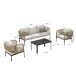 Kylie Outdoor Sofa Set 3 Seater , 2 Single seater and 1 Center Table Braided & Rope(Tan) - Image 9