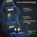 Drogo ProForm Suede Ergonomic Gaming Chair Adjustable Seat & Massager Lumbar Pillow - Image 16