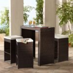 Capone Outdoor Patio Bar Sets 4 Stools and 1 Table (Dark Brown)