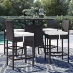 Volta Outdoor Patio Bar Sets 4 Chairs and 1 Table (Dark Brown) - Image 23