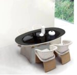 Homela Outdoor Patio Seating Set 4 Chairs and 1 Table Set (Tan + White) - Image 5