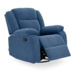 Avalon - Rocking & Rotating Single Seater Fabric Recliner in Twilight Blue Colour - Image 8