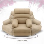 Avalon Posture pro Rocking & Rotating Single Seater Premium Leatherette Recliner, Beige, Motorized - Image 9
