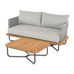 Arria Outdoor Garden Balcony Sofa Set 2 Seater,4 Single Seater With 1 Table Set, Braid & Rope (Grey + Grey) - Image 3