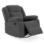 Avalon - Rocking & Rotating Single Seater Fabric Recliner in Graphite Grey Colour - Image 11