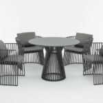 Alba Outdoor Patio Dining Set 4 Chairs and 1 Table (Grey)