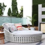 Anunc Outdoor Poolside Sunbed With Cushion Daybed (White)