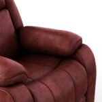 Avalon Rocking & Rotating Crimson Red Single Seater Suede Fabric Recliner - Image 11