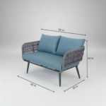 Polari Outdoor Garden Balcony Sofa Set 2 Seater , 2 Single Seater 1 Center Table Set (Grey) Braided and Rope - Image 15