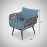 Polari Outdoor Garden Balcony Sofa Set 2 Seater , 2 Single Seater 1 Center Table Set (Grey) Braided and Rope - Image 14