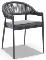 Maven Outdoor Patio Seating Set 4 Chairs and 1 Table Set (Dark Grey) Braided & Rope - Image 2