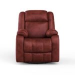 Avalon Rocking & Rotating Crimson Red Single Seater Suede Fabric Recliner - Image 2