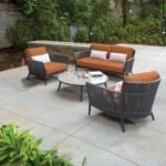 Rua Outdoor Garden Balcony Sofa Set 2 Seater , 2 Single Seater 1 Center Table Set (Dark Grey) Braided and Rope