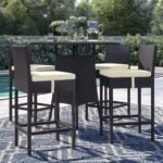 Volta Outdoor Patio Bar Sets 4 Chairs and 1 Table (Dark Brown) - Image 12
