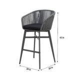 Teobaldo Outdoor Bar Chair 1 Garden Patio Bar stool For Balcony  Chair (Dark Grey) - Image 4