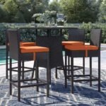 Volta Outdoor Patio Bar Sets 4 Chairs and 1 Table (Dark Brown) - Image 16