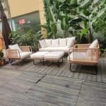 Kuub Outdoor Sofa Set 3 Seater, 2 Single seater,2 Ottoman(Tan) - Image 2