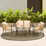 Parna Outdoor Garden Balcony Sofa Set 2 Seater , 2 Single Seater 1 Center Table Set Braided and Rope