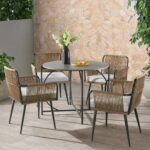 Novar Outdoor Patio Seating Set 4 Chairs and 1 Table Set Braided & Rope - Image 12