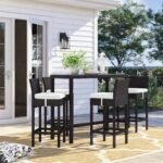 Lomeo Outdoor Patio Bar Sets 4 Chairs and 1 Table (Dark Brown) - Image 24