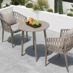 Ayla Outdoor Patio Seating Set 2 Chairs and 1 Table Set (Beige)