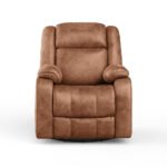 Avalon Rocking & Rotating Desert Orange Single Seater Suede Fabric Recliner - Image 2
