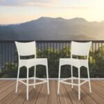 Aysel Outdoor Patio Bar Chair 2 Chairs For Balcony (White)