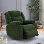 Avalon - Rocking & Rotating Single Seater Fabric Recliner In Green Colour