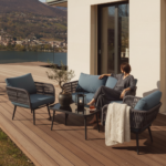 Polari Outdoor Garden Balcony Sofa Set 2 Seater , 2 Single Seater 1 Center Table Set (Grey) Braided and Rope