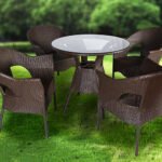 Ace Outdoor Patio Seating Set 4 Chairs and 1 Table Set (Dark Brown)
